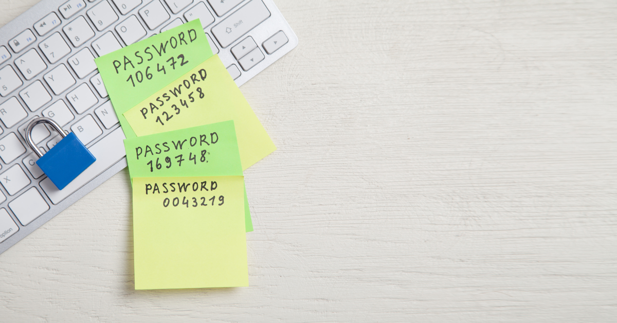 Insecure passwords written on sticky notes
