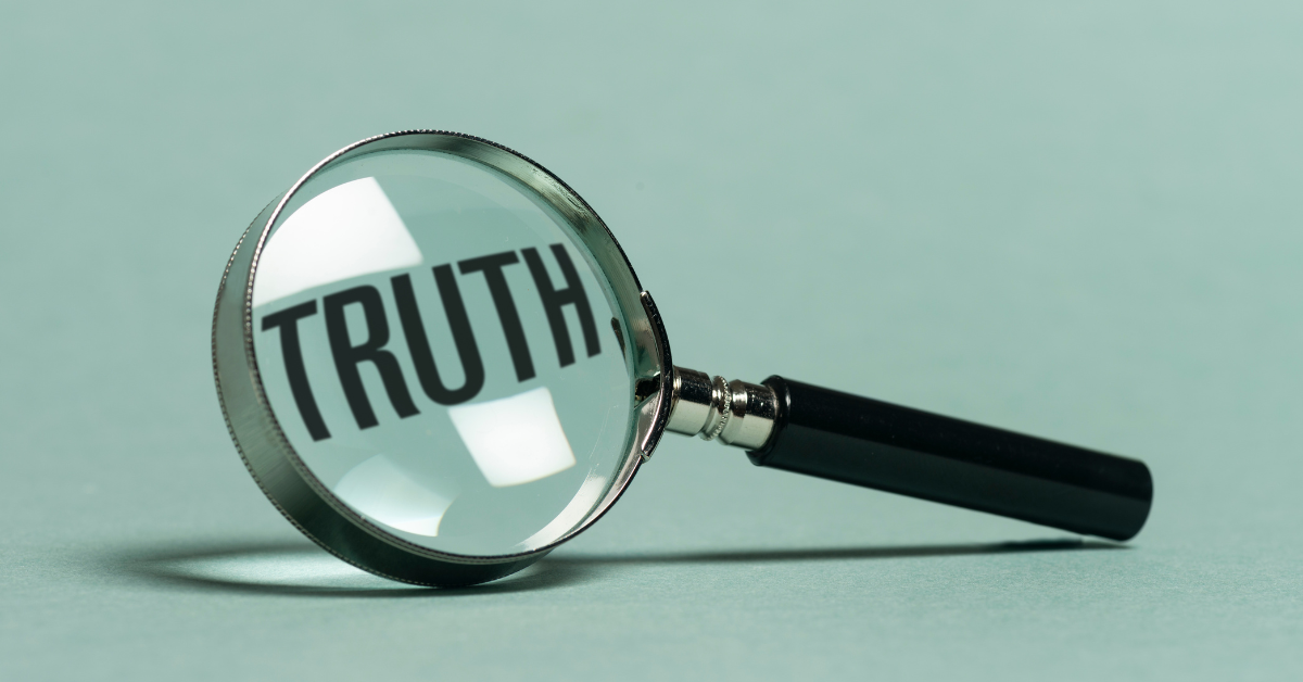 Magnifying glass looking for the truth