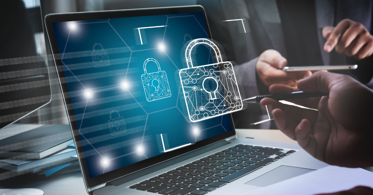 Laptop with cybersecurity screen